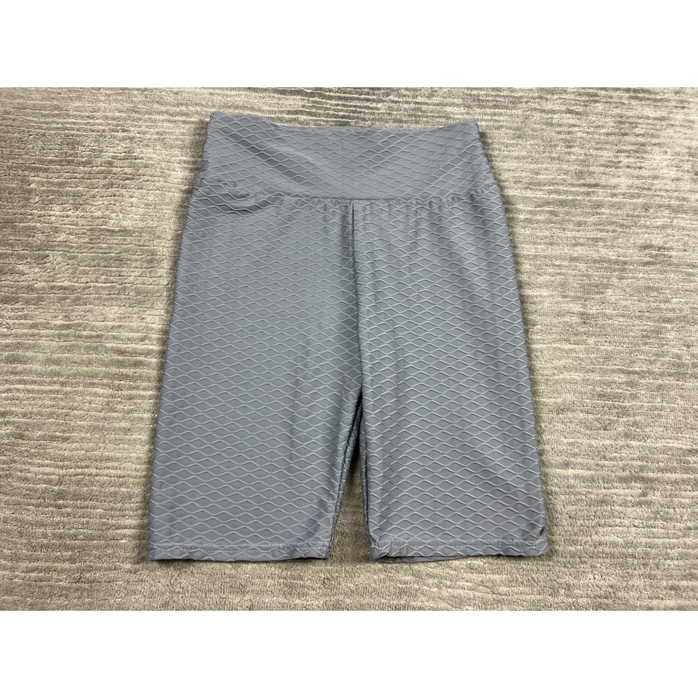 Bella Movement Biker‎ Shorts Womens XL Grey Honeycomb Textured High Rise HC217-8